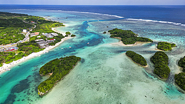 Aerial of Kabira Bay, Ishigaki, Yaeyama island group, Japan, Asia