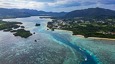 Aerial of Kabira Bay, Ishigaki, Yaeyama island group, Japan, Asia