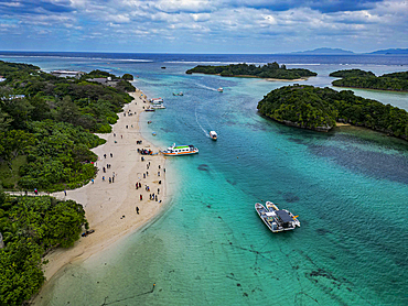 Aerial of Kabira Bay, Ishigaki, Yaeyama island group, Japan, Asia