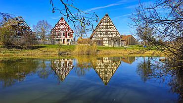 Historic farmhouses in the Franconian Open Air Museum, Bad Windsheim, Bavaria, Germany, Europe