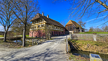 Historic farmhouses in the Franconian Open Air Museum, Bad Windsheim, Bavaria, Germany, Europe