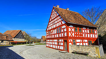 Historic farmhouses in the Franconian Open Air Museum, Bad Windsheim, Bavaria, Germany, Europe