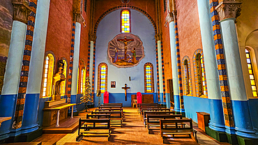 Colourful interior of the Cathedral of St. Mary, Wau, Western Bahr el Ghazal, South Sudan, Africa