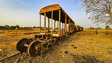 Old rusty railway carriages and rolling stock, Wau, Western Bahr el Ghazal, South Sudan, Africa