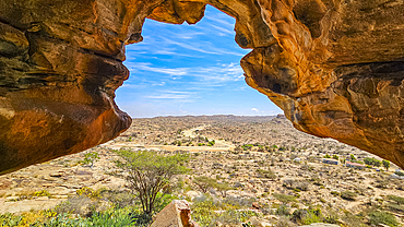 Outlook from the Rock art paintings of Laas Geel, near Hargeisa, Somaliland, Somalia, Africa