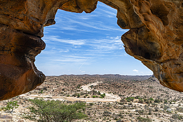 Outlook from the Rock art paintings of Laas Geel, near Hargeisa, Somaliland, Somalia, Africa