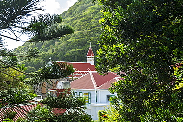 Traditional houses in Windwardside, Saba, Netherland Antilles, West Indies, Caribbean, Central America