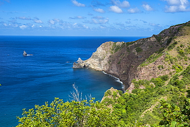 View over the coastline of Saba, Netherland Antilles, West Indies, Caribbean, Central America