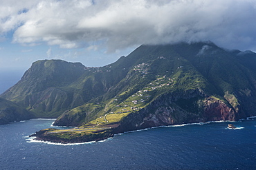 Aerial of Saba, Netherland Antilles, West Indies, Caribbean, Central America