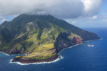 Aerial of Saba, Netherland Antilles, West Indies, Caribbean, Central America