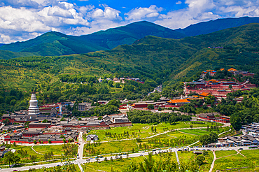 The monastery complex of Wudai Shan (Mount Wutai), UNESCO World Heritage Site, Shanxi, China, Asia