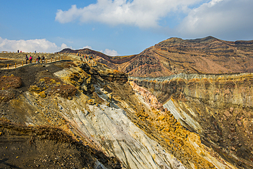 Crater rim on Mount Naka active volcano, Mount Aso, Kyushu, Japan, Asia