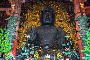 Big Buddha, Daibutsuden (Big Buddha Hall), Todaiji Temple, UNESCO World Heritage Site, Nara, Kansai, Honshu, Japan, Asia