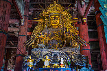 Big Buddha, Daibutsuden (Big Buddha Hall), Todaiji Temple, UNESCO World Heritage Site, Nara, Kansai, Honshu, Japan, Asia