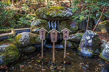 Wooden sign, Futarasan Shrine, UNESCO World Heritage Site, Nikko, Tochigi Prefecture, Kanto, Honshu, Japan, Asia