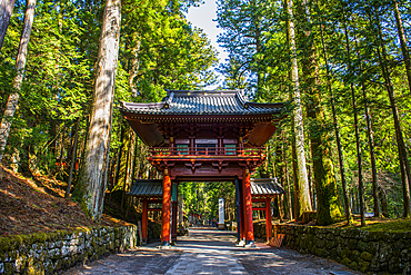 Entrance gate to the Futarasan Shrine, UNESCO World Heritage Site, Nikko, Tochigi Prefecture, Kanto, Honshu, Japan, Asia