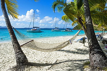 Hammock hanging on famous White Bay, Jost Van Dyke, British Virgin Islands, West Indies, Caribbean, Central America