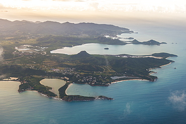 Aerial of Antigua, West Indies, Caribbean, Central America