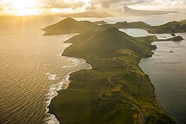 Aerial of St. Kitts, St. Kitts and Nevis, West Indies, Caribbean, Central America