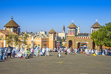 Orthodox women praying at the Easter ceremony, Coptic Cathedral of St. Mariam, Asmara, Eritrea, Africa