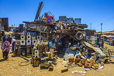 Metal scrap for sale at the Medebar market, Asmara, Eritrea, Africa