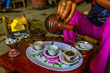 Coffee serverd in a traditional pot, Keren, Eritrea, Africa