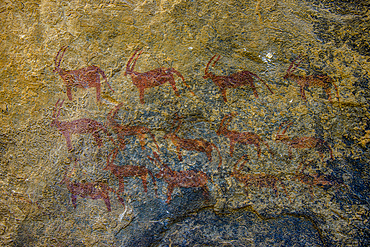 Ancient rock paintings at the Pre-Aksumite settlement of Qohaito (Koloe), Eritrea, Africa