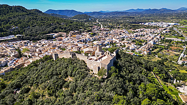 Aerial of the Castell de Capdepera, Mallorca, Balearic islands, Spain, Mediterranean, Europe