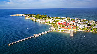 Aerial of the Island of Mozambique, UNESCO World Heritage Site, Mozambique, Africa