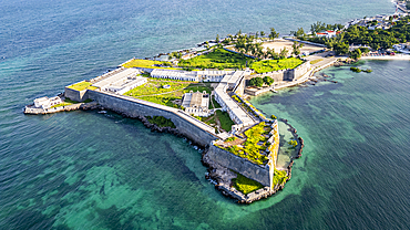 Aerial of the Fort of San Sebastian, Island of Mozambique, UNESCO World Heritage Site, Mozambique, Africa