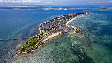 Aerial of the Island of Mozambique, UNESCO World Heritage Site, Mozambique, Africa