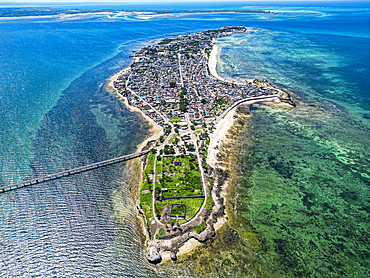 Aerial of the Island of Mozambique, UNESCO World Heritage Site, Mozambique, Africa