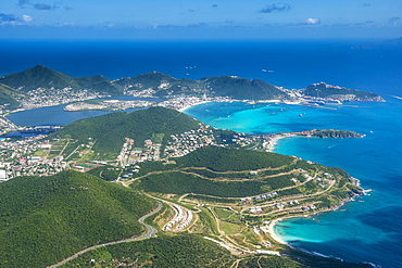 Aerial of Sint Maarten, West Indies, Caribbean, Central America