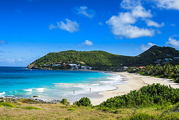 View over Flamand Beach, St. Barth (Saint Barthelemy), Lesser Antilles, West Indies, Caribbean, Central America