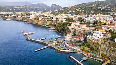 Aerial of Sorrento, Bay of Naples, Campania, Italy, Europe