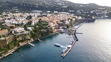 Aerial of Sorrento, Bay of Naples, Campania, Italy, Europe