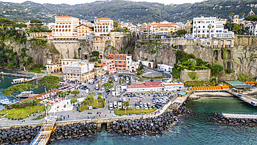 Aerial of Sorrento, Bay of Naples, Campania, Italy, Europe