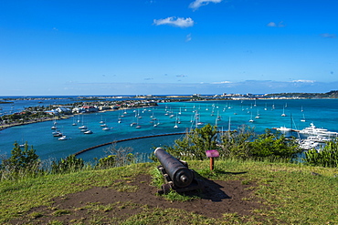 View over Marigot from Fort St. Louis, St. Martin, French territory, West Indies, Caribbean, Central America