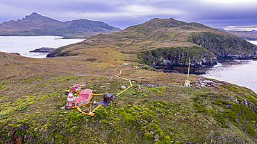 Aerial of Cape Horn, southern most point in South America, Hornos island, Tierra del Fuego, Chile, South America