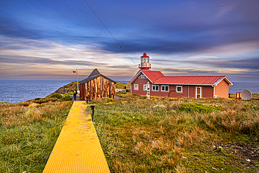 Lighthouse at Cape Horn, southern most point in South America, Hornos island, Tierra del Fuego, Chile, South America