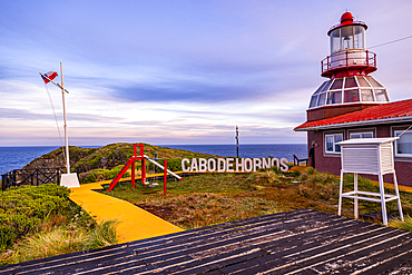 Lighthouse at Cape Horn, southern most point in South America, Hornos island, Tierra del Fuego, Chile, South America