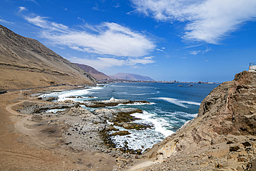 Dry desert seashore of Iquique, Atacama desert, Chile, South America