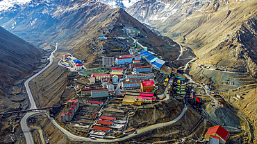 Aerial of Sewell Mining Town, UNESCO World Heritage Site, Chile, South America