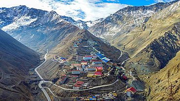 Aerial of Sewell Mining Town, UNESCO World Heritage Site, Chile, South America