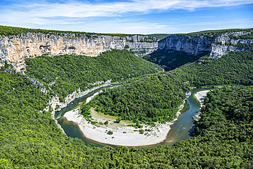 Aerial of the Ardeche Gorge (Gorges de l'Ardeche), Ardeche, Auvergne-Rhone-Alpes, France, Europe