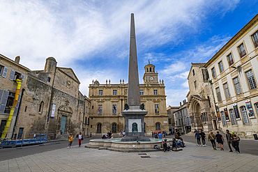 Central square in Arles, Bouches du Rhone, Provence-Alpes-Cote d'Azur, France, Europe