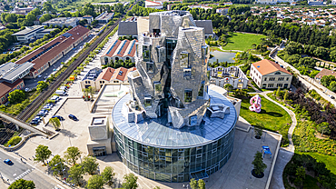 Aerial of the LUMA Cultural Center building, architect Frank Gehry, Arles, Bouches du Rhone, Provence-Alpes-Cote d'Azur, France, Europe