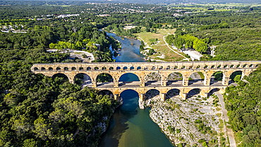 The Pont du Gard, a Roman aqueduct, UNESCO World Heritage Site, Vers-Pont-du-Guard, Occitanie, France, Europe