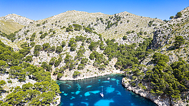 Aerial of the Formentor Peninsula, Mallorca, Balearic islands, Spain, Mediterranean, Europe