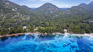 Aerial of the Formentor beach on the Fomentor Peninsula, Mallorca, Balearic islands, Spain, Mediterranean, Europe